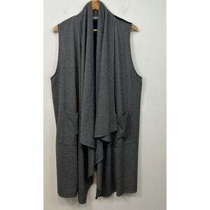 Alembika Cardigan pen Front Draped Knit Sleeveless Vest Black Gray Womens L/XL